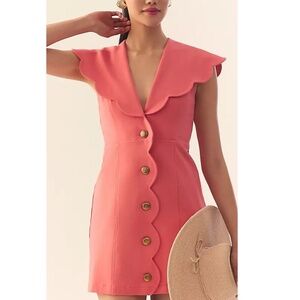 Anthropologie Maeve Scalloped Buttondown Dress